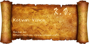 Kotvan Vince névjegykártya